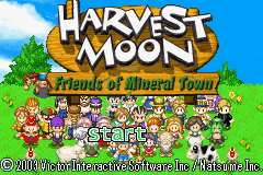 Harvest Moon: Friends of Mineral Town title screen for GameBoy Advance